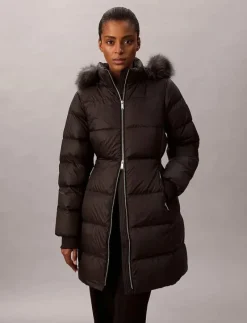LONG DOWN JACKET WITH FUR - Dunkappor