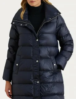 Metallic Funnelneck Down Maxicoat - Dunkappor