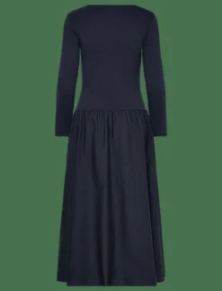 MIDI JERSEY WOVEN COMBO LS DRESS - Midiklänningar