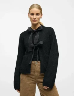 OBJSAGGIA L/S LO KNIT BOW CARDIGAN DIV - Koftor