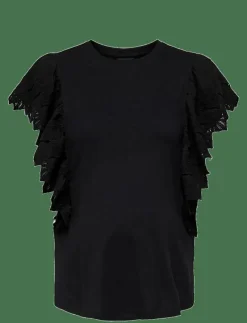 OLMBETTY LIFE S/S FRILL TOP JRS - Linnen