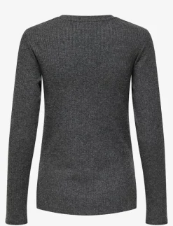 OLMHALLE L/S O-NECK SLIT TOP JRS - Stickat