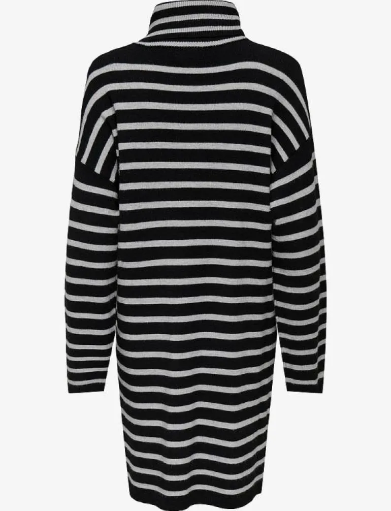 OLMTALIO LS STRIPE ROLLNECK DRESS KNT - Midiklänningar