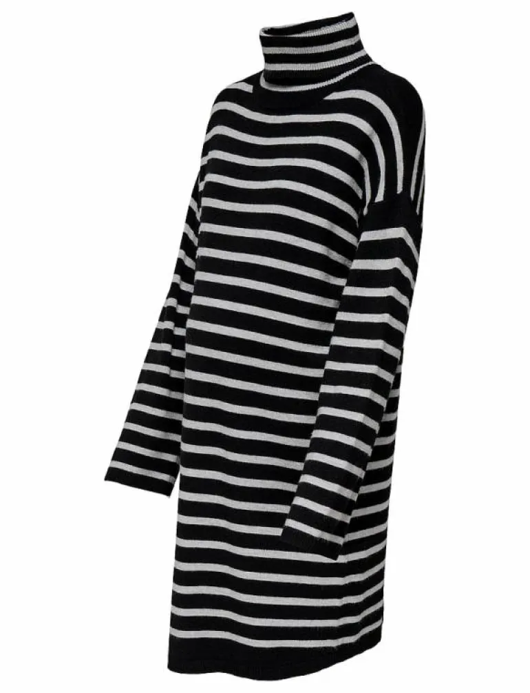 OLMTALIO LS STRIPE ROLLNECK DRESS KNT - Midiklänningar