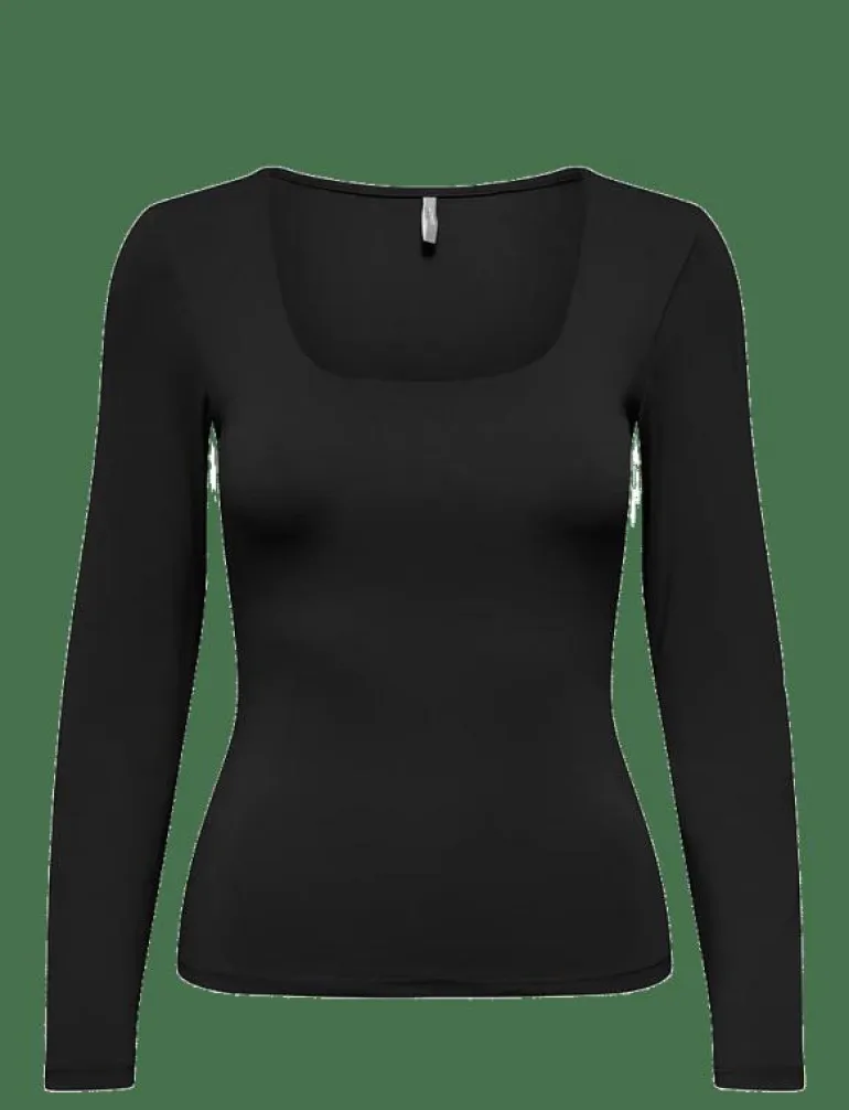ONLEA L/S 2-WAY DEEP NECK TOP JRS NOOS - Långärmade toppar