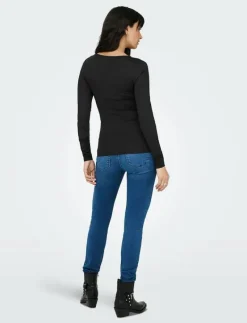 ONLEA L/S 2-WAY DEEP NECK TOP JRS NOOS - Långärmade toppar