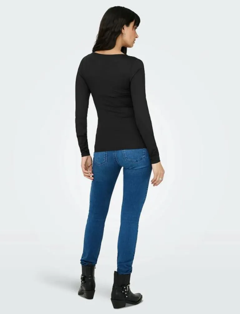 ONLEA L/S 2-WAY DEEP NECK TOP JRS NOOS - Långärmade toppar