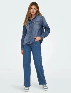 ONLELLA L/S POCKET SHIRT TAI519 DNM NOOS - Jeansskjortor