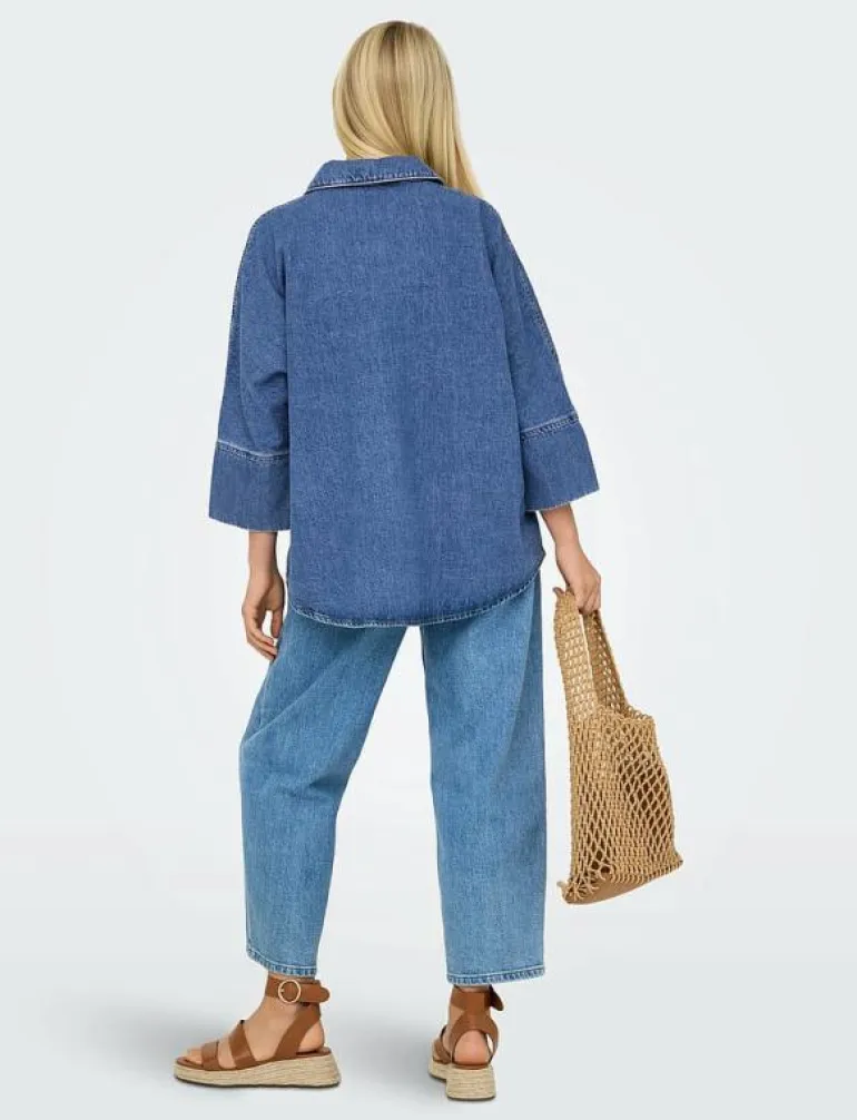 ONLGRACE 3/4 DNM SHIRT CRO NOOS - Jeansskjortor