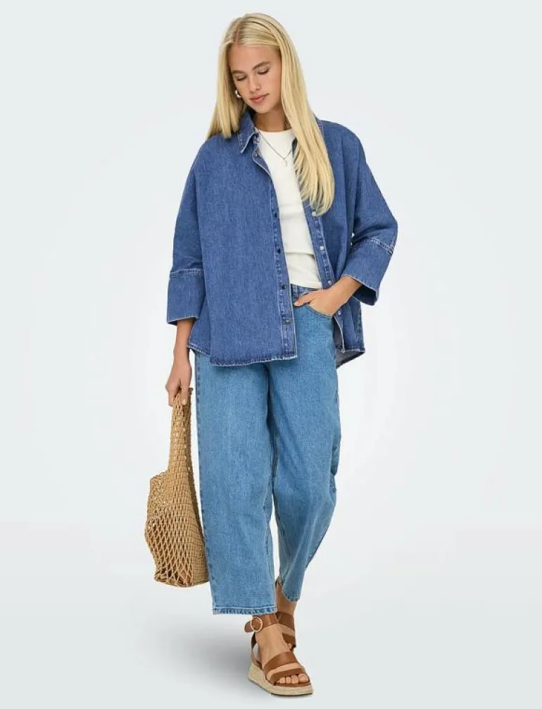 ONLGRACE 3/4 DNM SHIRT CRO NOOS - Jeansskjortor