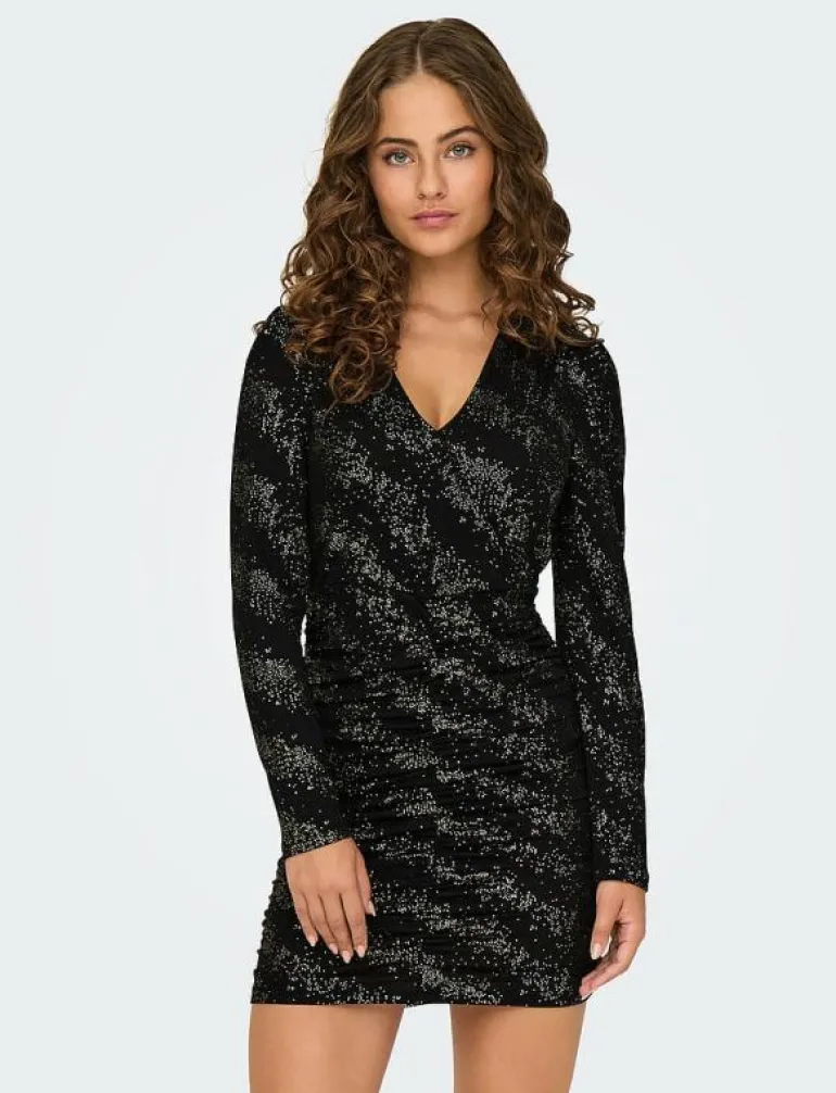 ONLNEW PELLA L/S WRAP FOIL DRESS JRS - Korta klänningar