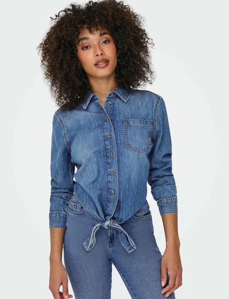 -ONLSEVIGNY LECEY LS KNOT DNM SHIRT AKM - Långärmade