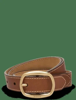 Oval-Buckle Skinny Leather Belt - Skärp