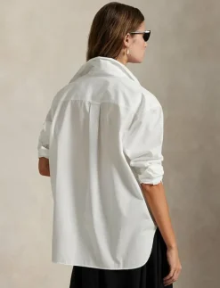 Oversize Fit Logo Cotton Shirt - Långärmade