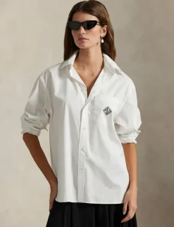 Oversize Fit Logo Cotton Shirt - Långärmade