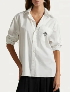 Oversize Fit Logo Cotton Shirt - Långärmade