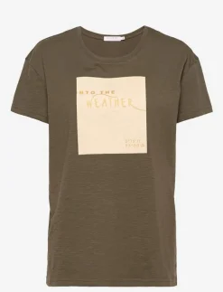 Oversize t-shirt w. flock print - T-shirts