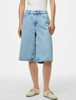 PCNOEL MW DENIM JORTS D2D PP - Jeansshorts