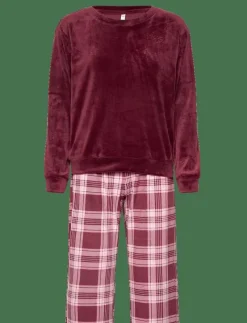 PJ SET LS VELOURS CHECK - Pyjamas
