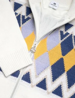 Placed Argyle Cardigan lined - Stickat