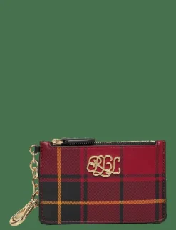 Plaid Nappa Leather Zip Card Case - Korthållare