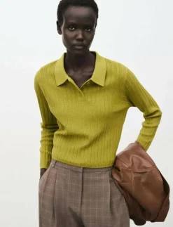 Polo-neck ribbed sweater - Pikéer