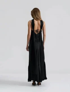 Poppy pleat detailed slip maxi dress - Midiklänningar