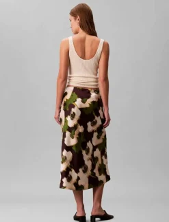 Printed Satin Midi Slip Skirt - Midi kjolar