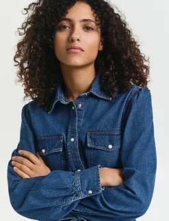 PUFF SLEEVE DENIM DRESS - Jeansklänningar