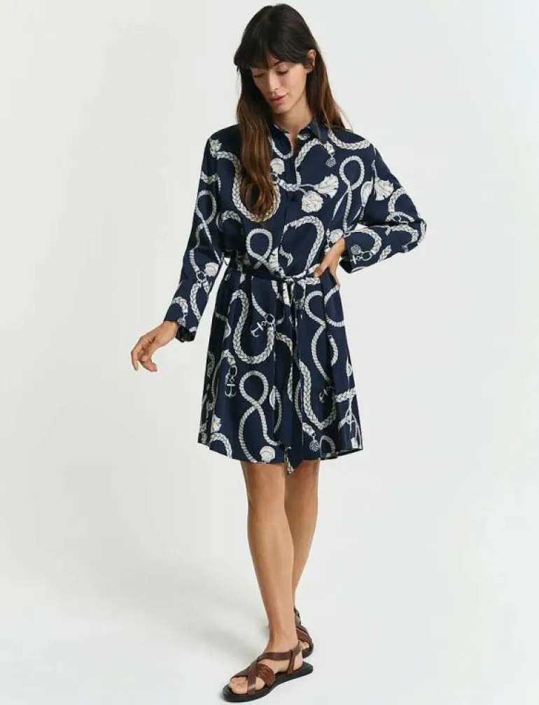 REL SAILING PRINT SHIRT DRESS - Skjortklänningar