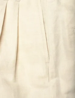 Relaxed Pleated Cotton Linen S - Bermudashorts