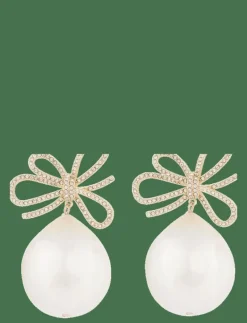 Ribbon crystal pearl ear g/clear - Onesize - Studs örhängen