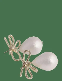 Ribbon crystal pearl ear g/clear - Onesize - Studs örhängen