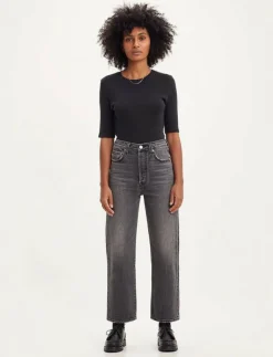 RIBCAGE STRAIGHT ANKLE BLACKS - Straight jeans