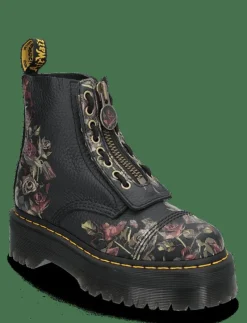 Sinclair Black Decayed Roses Classic Tumbled Nappa - Platta ankelboots