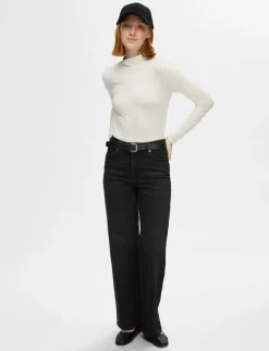 SLFALICE HW WIDE LONG BLACK JEANS NOOS - Vida byxor