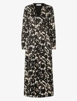 SLFJUSTINE LS AOP ANKLE WRAP DRESS B - Midiklänningar