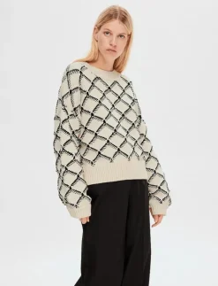 SLFOLIVIA LS CROPPED KNIT O-NECK - Stickat