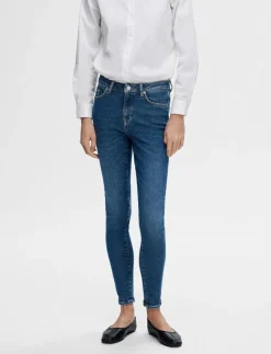 SLFSOPHIA MW SKINNY DARK BLU JEAN U NOOS - Skinny Jeans