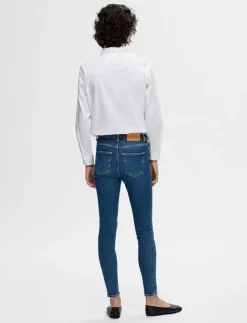 SLFSOPHIA MW SKINNY DARK BLU JEAN U NOOS - Skinny Jeans