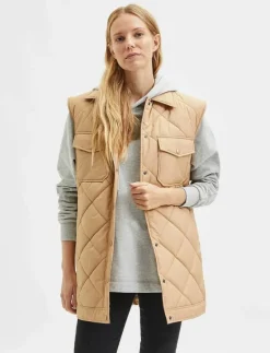 SLFTINNA LONG QUILTED VEST - Quiltade västar