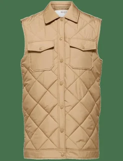 SLFTINNA LONG QUILTED VEST - Quiltade västar