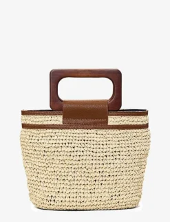 Small Contrast Stripe Paper Straw Bag - Handväskor