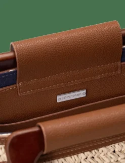 Small Contrast Stripe Paper Straw Bag - Handväskor