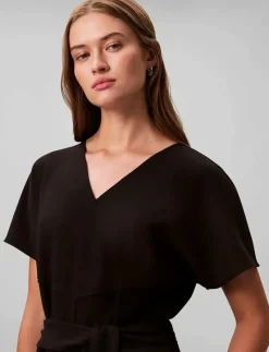 Stretch Crepe Jumpsuit with Belt - Jumpsuits