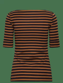 Striped Stretch Cotton Boatneck Tee - T-shirts