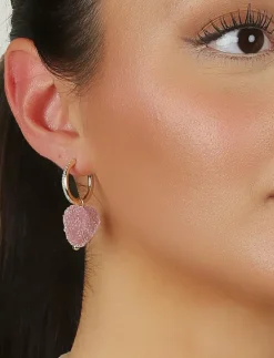 Sugar hearts pendant ear g/pink - Onesize - Hoops
