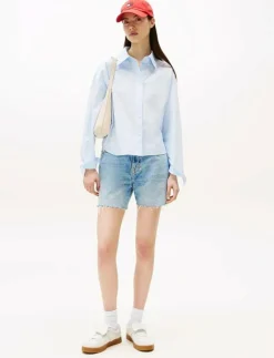 TJW REG CROP STRIPE POPLIN SHIRT - Långärmade