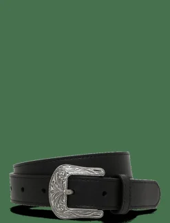 Tooled-Buckle Leather Belt - Skärp