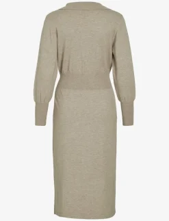 VICOMFY L/S COLLAR RIB KNIT DRESS - NOOS - Midiklänningar